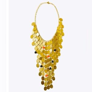ZARA Gold Tone Circular Metal Pieces & Bead Necklace NWT